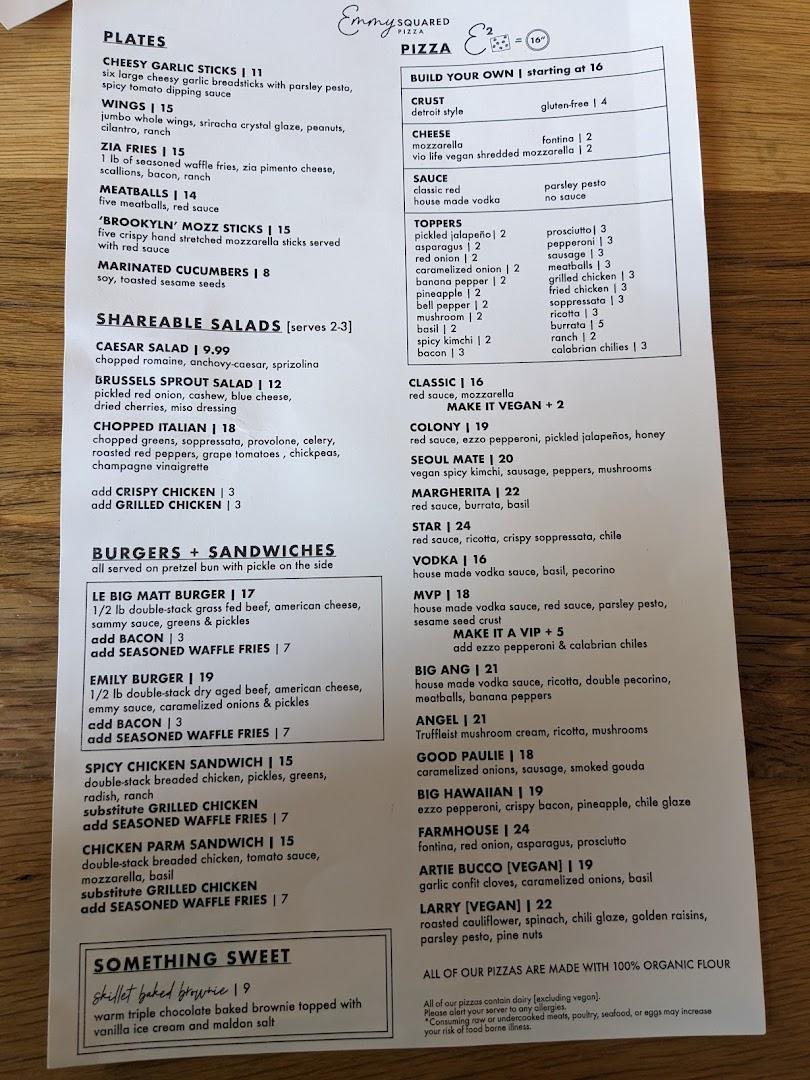 Emmy Squared Pizza: South End Menu image 3